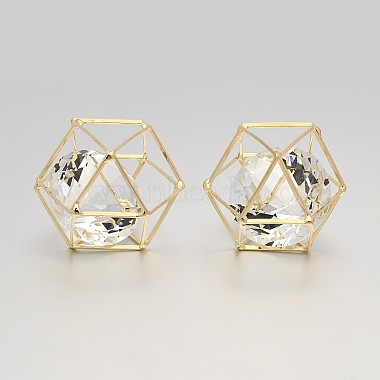 Golden Clear Polygon Brass + Glass Beads