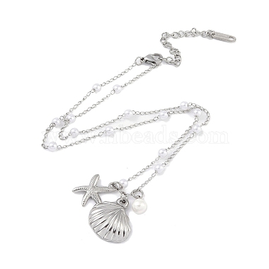 White Shell Shape 304 Stainless Steel Necklaces