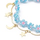 Brass Moon and Star Charms & Seed Flower Double Layer Multi-strand Bracelet for Women(BJEW-JB08848)-4
