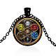 Chakra Yoga Theme Glass Pendant Necklace(CHAK-PW0001-018D)-1