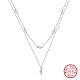 925 Sterling Silver Double Layer Necklaces(NJEW-L116-12P)-1