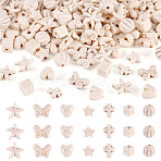 140Pcs 7 Styles Synthetic Howlite Beads, for Jewelry Making, Floral White, Mixed Shapes, 8~13.5x7.5~14x3.5~7mm, Hole: 1.5~2mm, 20pcs/style(G-TA0002-66)