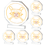 6Pcs Acrylic Sports Ball Trophy Awar, wtih 2Pcs Imitation Faux Suede Glasses Clothd, Baseball, 119x13.5x134mm(ODIS-OC0001-94B)