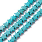 Synthetic Turquoise Beads Strands, Star, 11x12~12.5x4~4.5mm, Hole: 1.4mm, about 37~40pcs/strand, 14.17~14.57 inch(36~37cm)(G-WH0021-05)