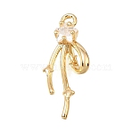 Brass Micro Pave Clear Cubic Pendants, Bowknot Charms, Real 18K Gold Plated, 21x8.5x4.3mm, Hole: 1.4mm(CU-CBA1682-06B-G)