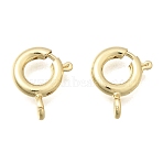 Brass Spring Ring Clasps, Cadmium Free & Lead Free, Rack Plating, Long-Lasting Plated, Real 18K Gold Plated, 10.5x7x1.8mm, Hole: 1.6mm(KK-C255-14G)