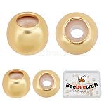 40Pcs 2 Style Brass Beads, Rubber inside, Slider Beads, Long-Lasting Plated, Rondelle, Real 18K Gold Plated, 4~6x3~4.5mm, Hole: 0.6~2mm, 20pcs/style(KK-BBC0001-58)