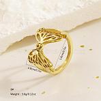 304 Stainless Steel Finger Rings for Women, Real 18K Gold Plated, Butterfly, 18mm, US Size 8(18.1mm)(ON6968-11)