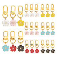 24Pcs 6 Colors Alloy Enamel Pendant Decorations, with Alloy Swivel Clasps, Flower, Mixed Color, 53mm, Pendant: 23mm, 4pcs/color(HJEW-GO00008)