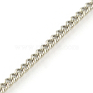 Unwelded Iron Curb Chains, with Spool, Platinum, 2.7x2x0.6mm, about 328.08 Feet(100m)/roll(CH-R078-11P)