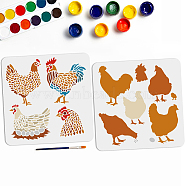 US 1 Set PET Hollow Out Drawing Painting Stencils, for DIY Scrapbook, Photo Album, with 1Pc Art Paint Brushes, Rooster, 300x300mm, 2pcs/set(DIY-MA0002-76A)