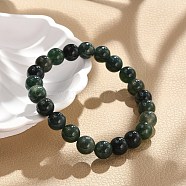 Natural Moss Agate Beads Stretch Bracelets, Round, 2 inch~2-1/8 inch(5.2~5.5cm), Beads: 8~9mm(X-BJEW-F380-01-B15)