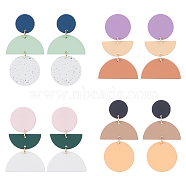 4 Pairs 4 Style Polymer Clay Dangle Stud Earrings with 316 Surgical Stainless Steel Pins, Oval & Half Round, Mixed Color, 50~55x29.5~30mm, 1 Pair/style(EJEW-AN0004-27)