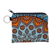 Mandala Flower Pattern Polyester Clutch Bags, Change Purse with Zipper & Key Ring, for Women, Rectangle, Dark Orange, 12x9.5cm(PAAG-PW0016-03K)