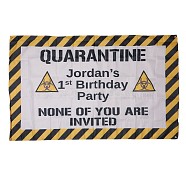 Polyester Quarantine Birthday Decorations Banner, Distancing Theme Virus Isolation Banner, Birthday Party Idea Sign Supplies, White, 148x92cm, Hole: 10mm(X-AJEW-WH0114-22)