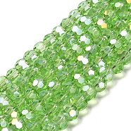 Transparent Glass Beads, 32 Facets, AB Color Plated, Round, Light Green, 6x5.5mm, Hole: 1.2mm, about 91~93pcs/strand, 19.57''~19.92''(49.7~50.6cm)(EGLA-A035-T6mm-B09)