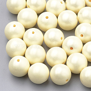 Spray Painted Style Acrylic Beads, Rubberized, Round, Champagne Yellow, 8mm, Hole: 1mm, about 1800pcs/500g(MACR-T010-8mm-07)