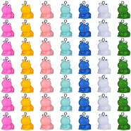 49Pcs 7 Styles Opaque Resin Pendants, 3D Frog Charms, with 304 Stainless Steel Loops, Mixed Color, 19.5~20x14~15.5x15mm, Hole: 1.8~2mm, 7pcs/style(RESI-SZ0003-47)