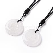 Adjustable Natural Quartz Crystal Vortex Pendant Necklace with Nylon Cord for Women, 26.38 inch(67cm)(NJEW-L171-05F)