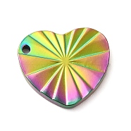 Ion Plating(IP) 304 Stainless Steel Pendants, Heart Charm, Rainbow Color, 17x19x2mm, Hole: 1.6mm(STAS-M312-05MC)