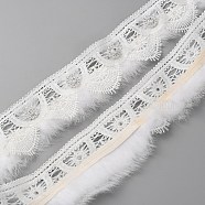 Polyester Embroidery Lace Ribbons, with Plastic Rhinestone, Garment Accessories, Wheat, 2-3/8 inch(60mm)(OCOR-WH0090-011)