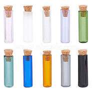 PandaHall Elite 10Pcs 10 Colors Tube Glass Cork Bottles Ornament, Glass Empty Wishing Bottles, DIY Vials for Pendant Decorations, Mixed Color, 8x35mm, 1pc/color(DJEW-PH0001-13)