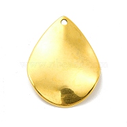 Ion Plating(IP) 201 Stainless Steel Pendants, Teardrop Charm, Golden, 22.5x17.5x1.5mm, Hole: 1.2mm(STAS-G296-06G)