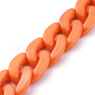 Handmade Opaque Acrylic Curb Chains, Twisted Chain, Oval, for Jewelry Making, Orange, Link: 30x21x6mm, 39.37 inch(1m)/strand(AJEW-JB00564-09)