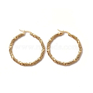 304 Stainless Steel Twist Rope Hoop Earrings for Women, Golden, 39x3.5mm, Pin: 1~1.3x0.6mm(EJEW-C011-03G)