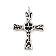Retro 304 Stainless Steel Big Pendants, Cross Charm, Antique Silver, 52.5x36x7mm, Hole: 4.5mm(STAS-I205-12AS)