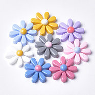 Resin Cabochons, Flower, Mixed Color, 17~18x5~6mm(CRES-Q206-16C-M)