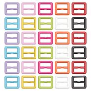 120Pcs 10 Colors Rectangle Shape Spray Painted Alloy Buckle Clasps, For Doll Webbing, Strapping Bags, Garment Accessories, Mixed Color, 7.5x8x1mm, Hole: 2x5.5mm, 12pcs/color(FIND-FG0002-82)