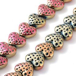 Electroplate Glass Beads Strands, Heart, Orchid, 13x15mm, Hole: 1.2mm, about 50pcs/strand, 25.59''(65cm)(EGLA-R114-02A-FP01)