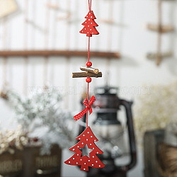 Wood Pendant Decoration, Christmas Tree Hanging Ornaments, for Party Gift Home Decoration, Tree, 260x70mm, tree: 58.5x55x5mm(XMAS-PW0001-073D)