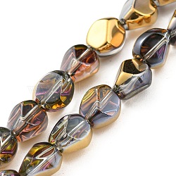 Half Plated Electroplate Transparent Glass Beads Strands, Faceted Polygon, Gold, 7.5x6x6.8mm, Hole: 1mm, about 90pcs/strand, 26.85 inch(68.2cm)(EGLA-G037-04A-HP02)