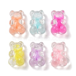 Transparent Acrylic Beads, Bear, Bead in Bead, Mixed Color, 18x11.5x8.5mm, Hole: 2.5mm, about 438pcs/500g(OACR-A027-11)