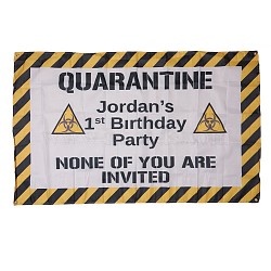 Polyester Quarantine Birthday Decorations Banner, Distancing Theme Virus Isolation Banner, Birthday Party Idea Sign Supplies, White, 148x92cm, Hole: 10mm(X-AJEW-WH0114-22)
