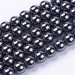 Non-Magnetic Synthetic Hematite Beads Strands, Grade AA, Round, Black, Black, 8mm, Hole: 2.5mm, about 53pcs/strand(X-G-H1623-8mm-2)