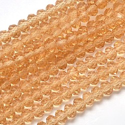 Faceted Rondelle Transparent Glass Beads Strands, Sandy Brown, 3.5x2mm, Hole: 0.5mm, about 148pcs/strand, 14.9 inch(EGLA-J134-3x2mm-B09)