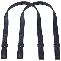 Imitation Leather with Alloy Bag Handles, Antique Bronze, Black, 530x18.5x4~21.5mm(FIND-WH20007-216A)