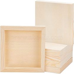Wooden Picture Frame, DIY Clay Craft Photo Frame, for Wall Hanging or Table Top Home Decoration, Square, BurlyWood, 151x151x20mm(WOOD-WH0109-06)