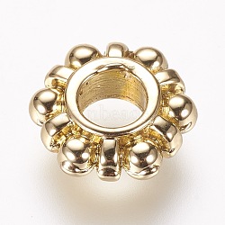 Alloy Spacer Beads, Cadmium Free & Lead Free, Flower, Light Gold, 12x4mm, Hole: 5mm(TIBEB-L006-01G)