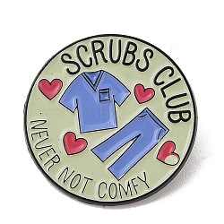 Scrubs Club Never Not Comfy Alloy Enamel Pins Brooches, Royal Blue, Round, 30mm(JEWB-M046-08)