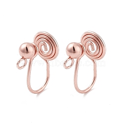 304 Stainless Steel Ear Cuff Findings, Wire Wrap Vortex Earring Findings with Vertical Loop, Rose Gold, 14.5mm, Hole: 3x0.6mm(STAS-H216-02RG)