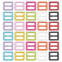 120Pcs 10 Colors Rectangle Shape Spray Painted Alloy Buckle Clasps, For Doll Webbing, Strapping Bags, Garment Accessories, Mixed Color, 7.5x8x1mm, Hole: 2x5.5mm, 12pcs/color(FIND-FG0002-82)