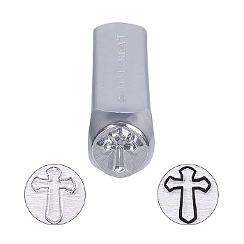 BENECREAT Iron Metal Stamps, for Imprinting Metal, Wood, Leather, Cross Pattern, 64.5x10x10mm
