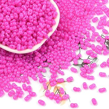 Baking Paint Glass Seed Beads, Peanut, Magenta, 6x3.5x3mm, Hole: 1mm, about 4500pcs/pound