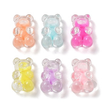 Transparent Acrylic Beads, Bear, Bead in Bead, Mixed Color, 18x11.5x8.5mm, Hole: 2.5mm, about 438pcs/500g