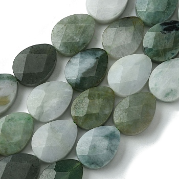 Natural Myanmar Jadeite Beads Strands, Faceted, Teardrop, 20~20.5x15~15.5x6.5~7mm, Hole: 1mm, about 20pcs/strand, 15.94''(40.5cm)