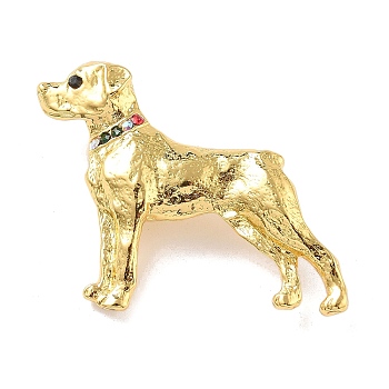 Cute Puppy Brooch, Golden Aolly with Rhinestone Lapel Pins, Colorful, 32x41mm